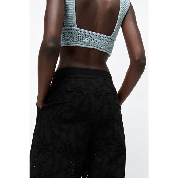 ZARA Openwork Pants Black New - Picture 9 of 13